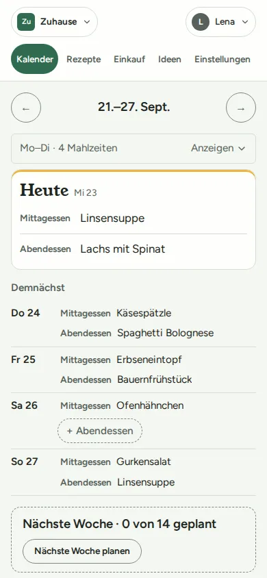 Dieselbe Woche auf dem Handy