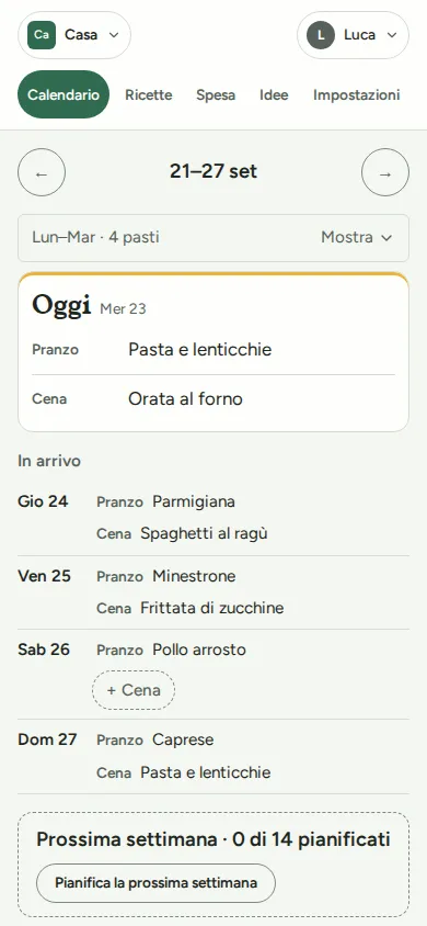 La stessa settimana sul telefono