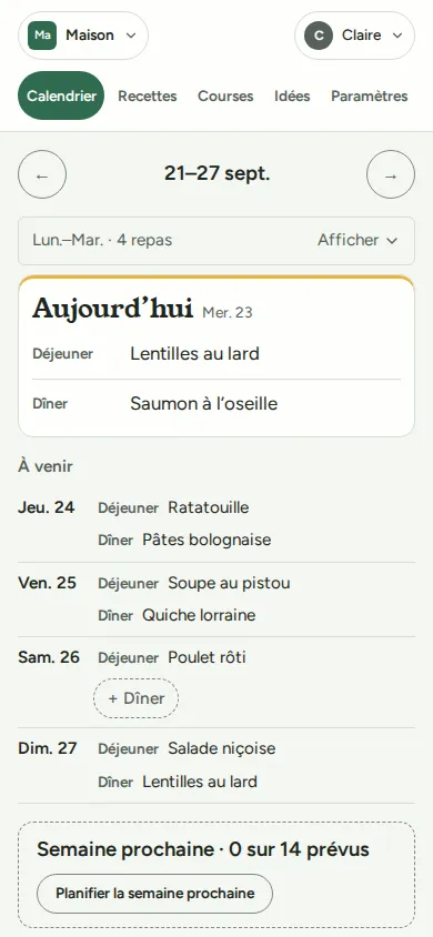 La même semaine sur un téléphone