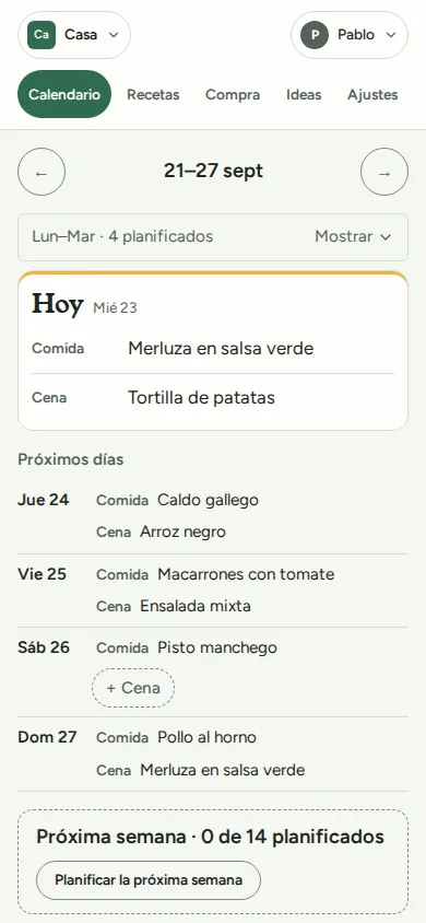 La misma semana en el móvil